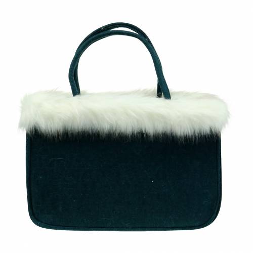 Produkt Torba filcowa z futerkiem w kolorze petrol 38cm x24cm x 20cm