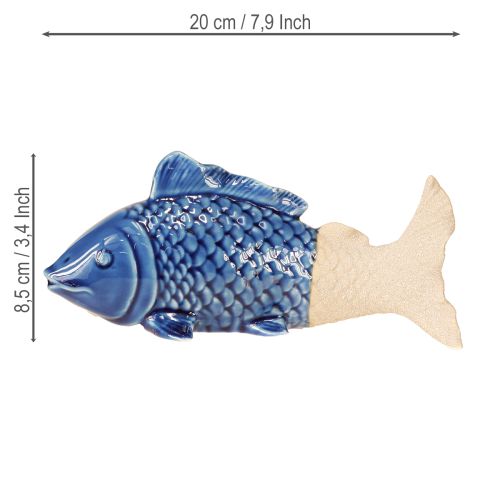 Produkt Ceramiczna dekoracja ryba morska błękitno-beżowa 20×8×8,5cm 2 szt.