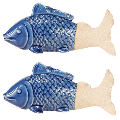 Produkt Ceramiczna dekoracja ryba morska błękitno-beżowa 20×8×8,5cm 2 szt.