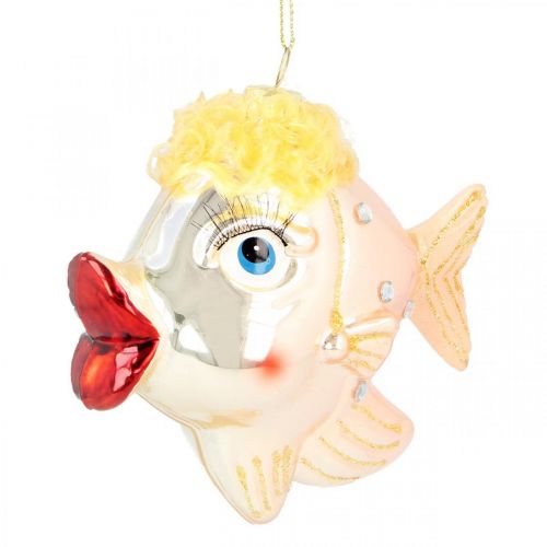 Produkt Ozdoba choinkowa rybka, zawieszka ozdobna, dekoracja świąteczna prawdziwe szkło H9,5cm 2szt.