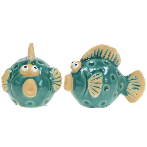 Floristik24 Deco rybka niebieska, rybka ceramiczna, rybka ceramiczna, morska L7cm 8szt.