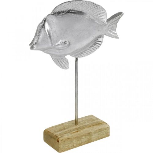 Floristik24 Rybka do postawienia, dekoracja morska, ozdobna rybka z metalu srebrna, kolory naturalne wys.23cm