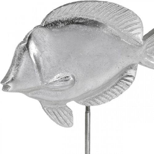 Floristik24 Rybka do postawienia, dekoracja morska, ozdobna rybka z metalu srebrna, kolory naturalne wys.23cm
