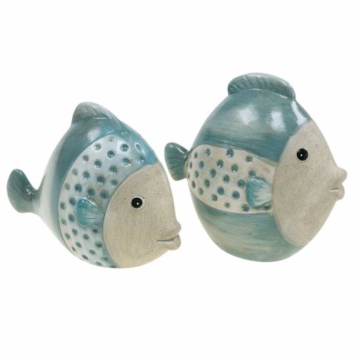 Floristik24 Deco Fish Terracotta Blue, Grey H14cm/12,5cm Zestaw 2 szt.