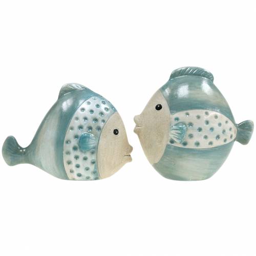 Floristik24 Deco Fish Terracotta Blue, Grey H14cm/12,5cm Zestaw 2 szt.