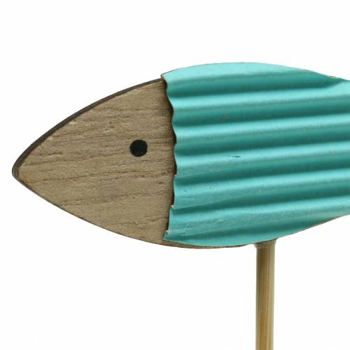 Floristik24 Korek dekoracyjny rybny drewno turkusowy niebieski biały 8cm W31cm 24 szt