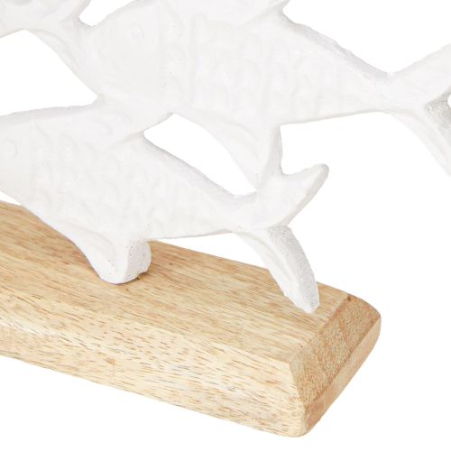 Produkt Dekoracja Ławica Ryb Ryba Biały Metal Drewno Naturalny 28x16cm