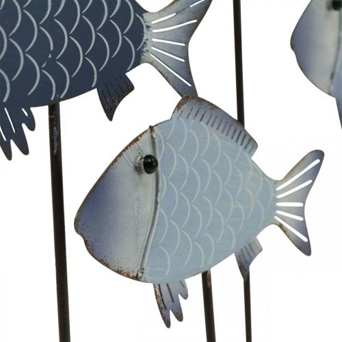Floristik24 Ławica ryb ozdobnych metalowa rybka na drewnianej podstawie 32×7×30cm