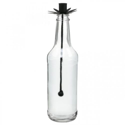 Floristik24 Świecznik na butelkę szkło czarne, metal Ø6,5cm H25,5cm