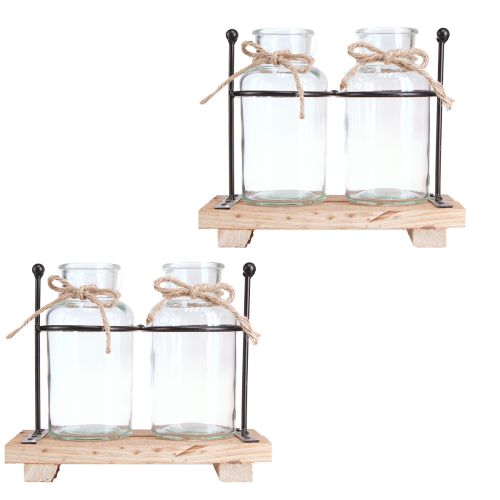 Produkt Butelka Wazon Ozdobne Butelki Szklane Drewniane 23x12x19,5cm 2szt