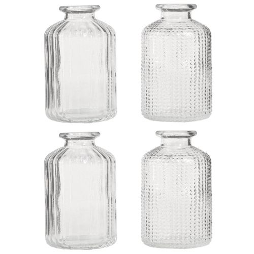 Floristik24 Wazon butelkowy Mini wazony szklane z dekorem retro W9cm 4szt