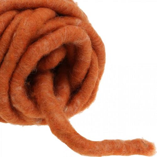Floristik24 Sznurek filcowy, sznurek wełniany, sznurek filcowy, wełna owcza, juta, pomarańczowy, L30m
