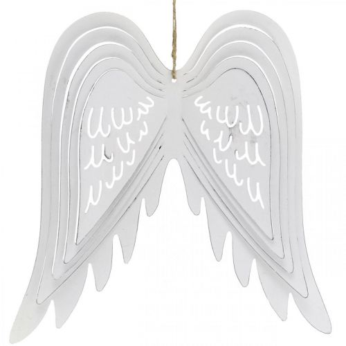 Floristik24 Skrzydła do zawieszenia, dekoracja adwentowa, skrzydła anioła wykonane z metalu w kolorze białym wys. 29,5cm szer. 28,5cm