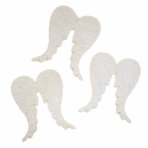 Floristik24 Dekoracja rozproszona skrzydła anioła brokat biały 5cm 48 szt