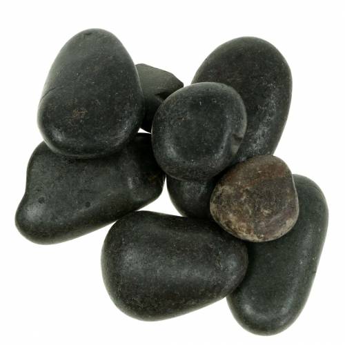 Produkt River Pebbles Matowe czarne kamienie naturalne Kamienie dekoracyjne dł.15–60mm szer.15–40mm 2kg