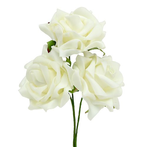 Floristik24 Róża piankowa Ø7,5cm kremowa 18 szt