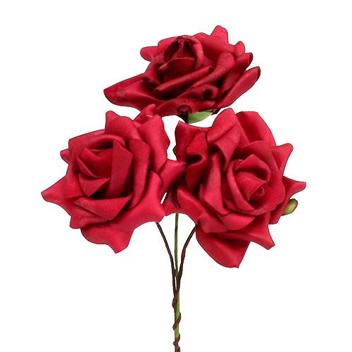 Róża piankowa Ø7,5cm czerwona 18szt
