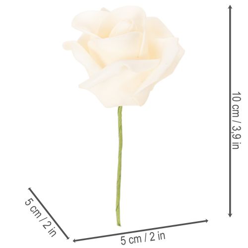 Róża sztuczna, kremowa, kwiat na łodydze 10 cm, 100 szt. | Floristik24.pl