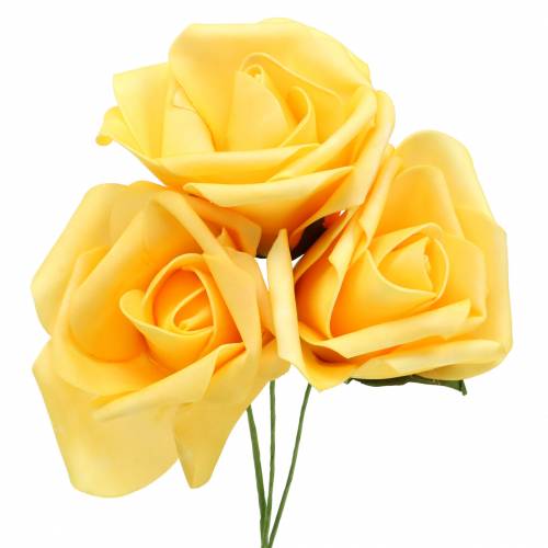 Floristik24 Róża piankowa Ø10cm żółta 8 szt