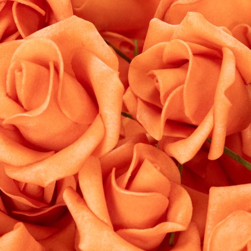 Sztuczna róża pomarańczowa, kwiat 5cm, pojedyncza, 100 sztuk | Floristik24.pl