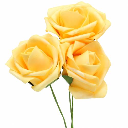 Róża piankowa Ø7,5cm żółta 18szt
