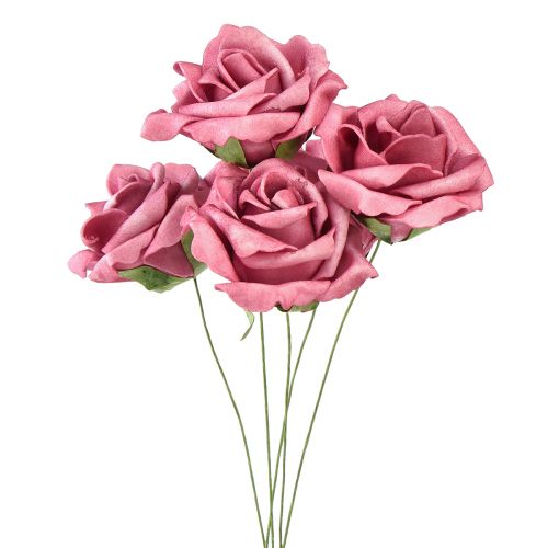 Róże piankowe na drucie mini różyczki stary róż Ø5cm 27szt