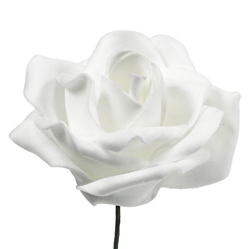 Floristik24 Róża piankowa biała Ø10cm 8 szt
