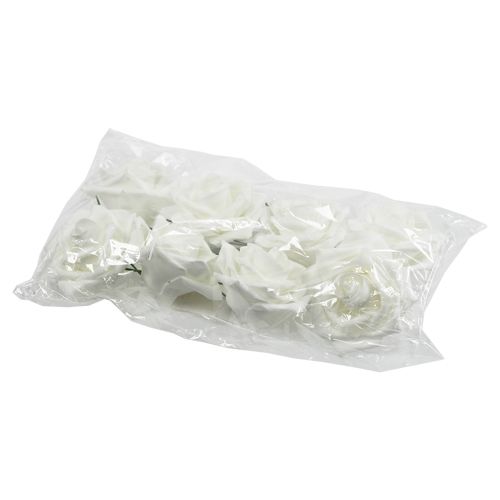 Floristik24 Róża piankowa biała Ø10cm 8 szt