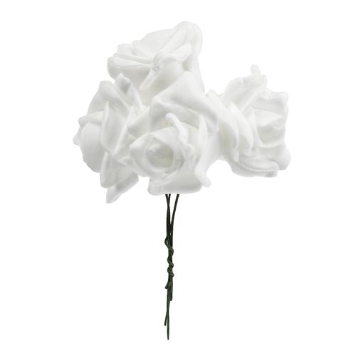 Floristik24 Róże piankowe białe Ø3,5cm 20szt.