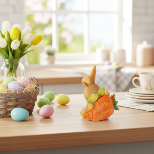 Produkt Dekoracyjny zając z marchewką, figurki dekoracyjne zajączka wielkanocnego, 6cm, 3 sztuki