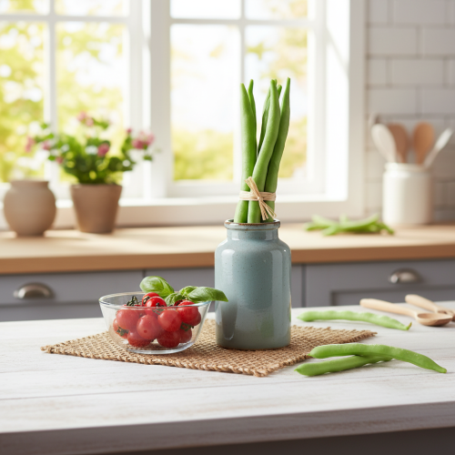 Produkt Fasolka dekoracyjna, sztuczne warzywa, zielona, Real Touch, 17 cm, 6 sztuk