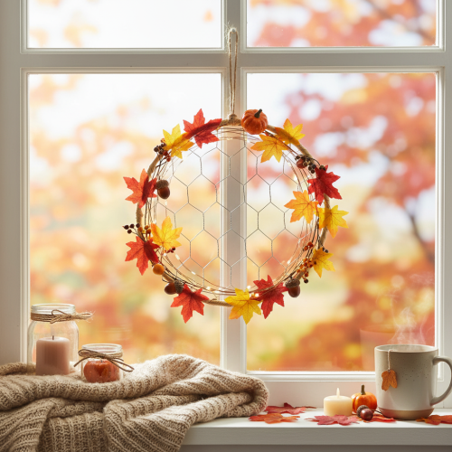 Produkt Dekoracyjne metalowe kółka wiszące z rafii, Ø20 cm, 4 sztuki, dekoracja ścienna w stylu boho, dekoracja okna