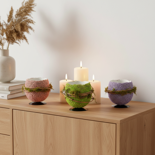 Produkt Miseczka dekoracyjna w kształcie pisanki na wiosenną lub wielkanocną dekorację stołu, 9 cm, 4 sztuki