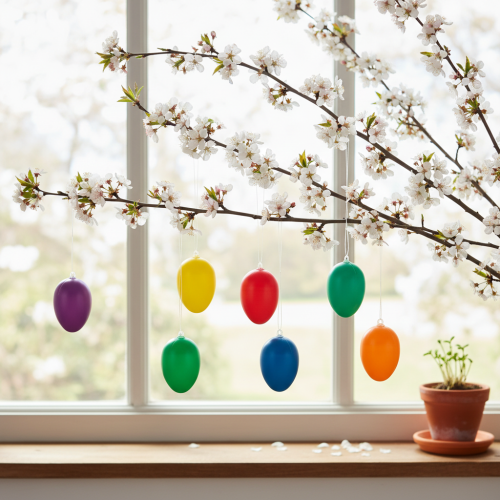 Produkt Ozdoby wielkanocne w kształcie jajek do wiosennej dekoracji domu lub ogrodu. Kolorowe elementy dekoracyjne, 6 cm, 24 sztuki.