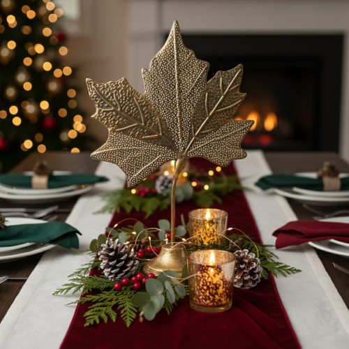 Produkt Dekoracja stołu jesienny liść klonu dekoracja złoty antyczny 58cm × 39cm