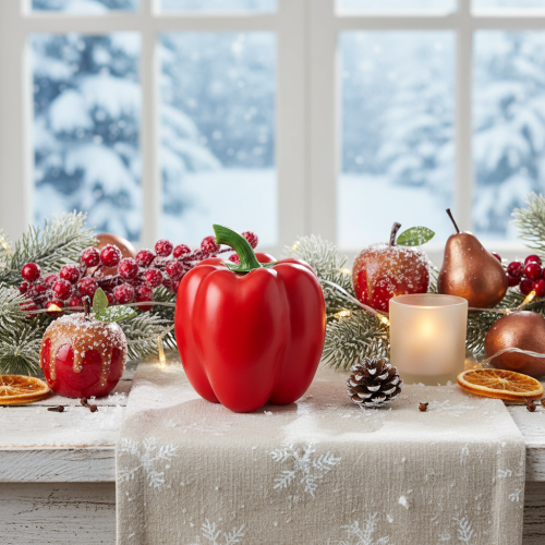 Produkt Dekoracyjny manekin do żywności z papryką warzywną, czerwony, wys. 10 cm