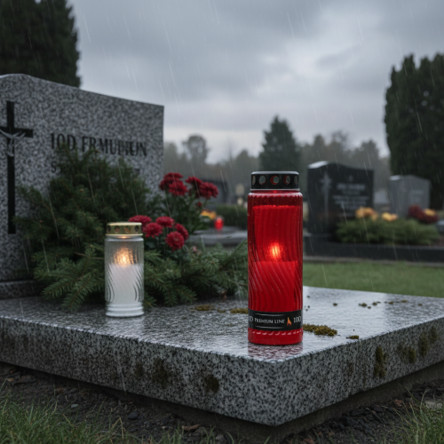 Produkt Motyw pokrywki świecy nagrobnej kwiat czerwony czarny 10 dni W27cm