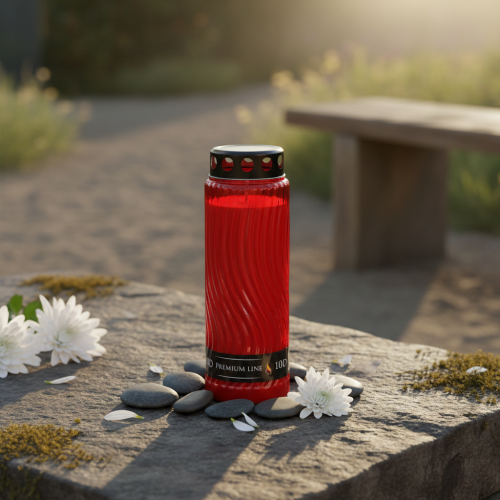 Produkt Motyw pokrywki świecy nagrobnej kwiat czerwony czarny 10 dni W27cm