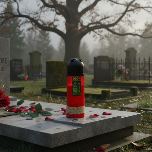 Produkt Znicz grobowy, świeca ICP z oleju roślinnego, czerwona, na pamiątkę, wys. 24 cm