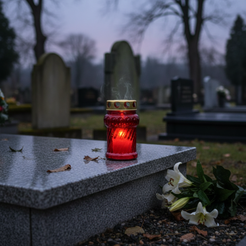 Produkt Znicz nagrobny do jesiennej dekoracji grobu na Wszystkich Świętych i Niedzielę Zmarłych, 13 cm, 8 sztuk