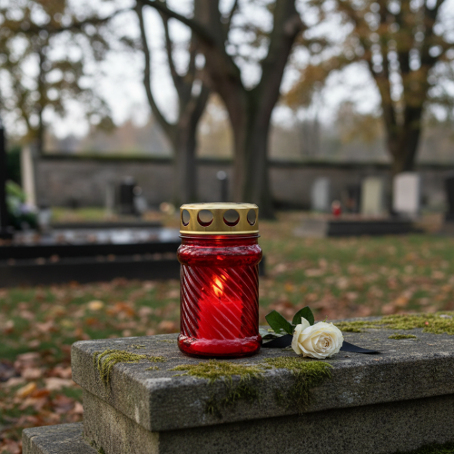 Produkt Szkło nagrobne jasne czerwone Ø6cm W10,5cm 1 szt