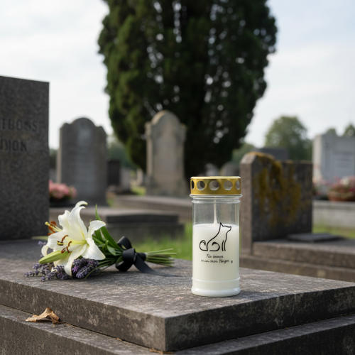 Produkt Świeca na grób dla psa dla zwierząt biała Ø7cm W16,5cm