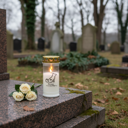 Produkt Świeca na grób dla psa dla zwierząt biała Ø7cm W16,5cm