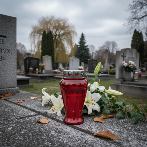 Produkt Znicze nagrobne czerwone krople znicze żałobne Ø9cm H17cm 4 szt