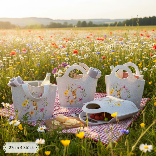 Produkt Torebka filcowa z uroczym zajączkiem wielkanocnym, idealna na wiosnę i lato, 27 cm, 4 sztuki