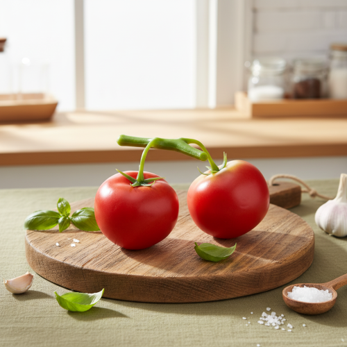 Produkt Pomidory ozdobne 2 Pomidory sztuczne na krzaku Ø6cm Dł.15cm