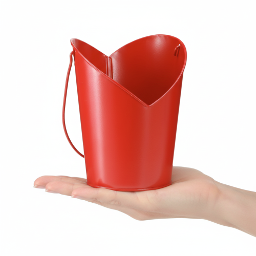 Produkt Doniczka metalowa serce z uchwytem czerwona Ø12cm wys. 15/9cm