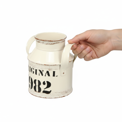 Produkt Dzbanek dekoracyjny metalowy „Oryginał 1982” Kremowo-rdzawy wys. 13 cm 2 szt.