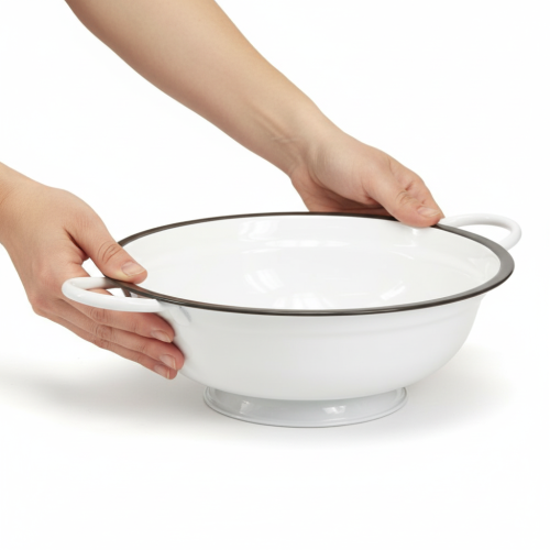 Produkt Dekoracyjna metalowa miska w stylu vintage, biało-czarna, Ø20,5 cm, 3 sztuki