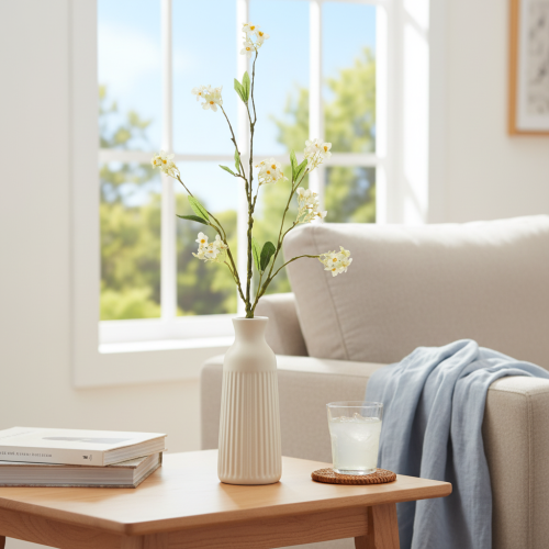 Produkt Gałązka kwiatu jabłoni, sztuczna gałązka kwiatowa, biała, 65 cm, 1 sztuka